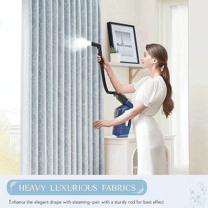 Beauoop Blue Floral Jacquard Blackout Curtains - Image 7