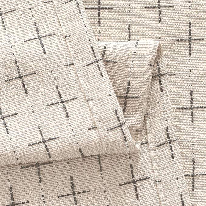 MIULEE Patterned Farmhouse Linen Curtains, Back Tab - Image 5