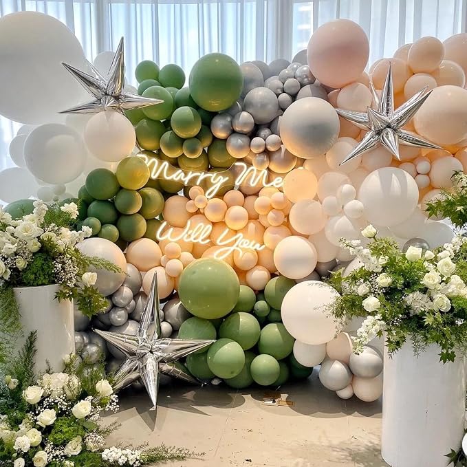 412pcs Sage Green Balloon Garland Arch Kit 18 12 10 5 Inch Different Sizes - Image 4