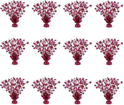 PMU 12 Pack Bursting Star Metallic Foil Spray Centerpiece- Burgundy Prismatic by PMU