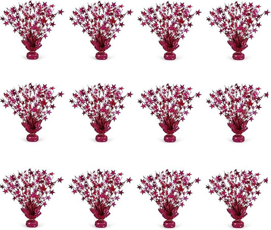 PMU 12 Pack Bursting Star Metallic Foil Spray Centerpiece- Burgundy Prismatic by PMU