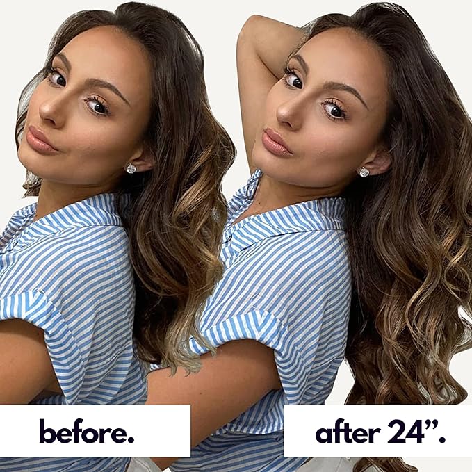 Irresistible Me Real Human Hair Extensions Clip Ins – 100% Human Hair Clip In Extensions for Length & Volume – Invisible Extension – Heat Resistant & Dyeable – Brown Melt, 20 Inches