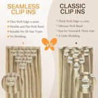 DOORES Hair Extensions Real Human Hair, Light Blonde Highlighted Golden Blonde 12 Inch 80g 7pcs, Remy Extensions Seamless Clip in Straight Invisi Edge Thick Weft
