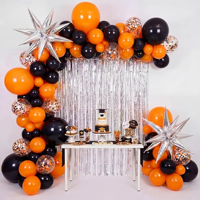 Capoda 148 Pcs Orange and Black Balloon Garland Arch Kit Spooky Party - Image 5