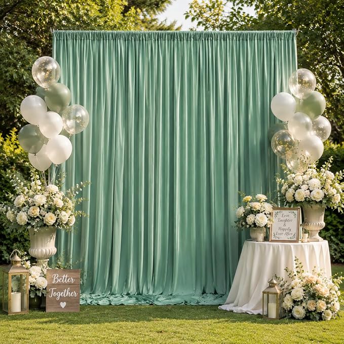 12ft x 10ft Grayish Green Backdrop Curtains - Image 3