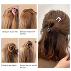 6Pcs Metal French Hair Pins for Women U Shape Sticks 3.9 Inch Vintage Fork for Hairstyle Accessories(Silver)