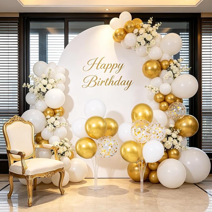 Gold and White Balloons Table Centerpieces Stand Kit - Image 4