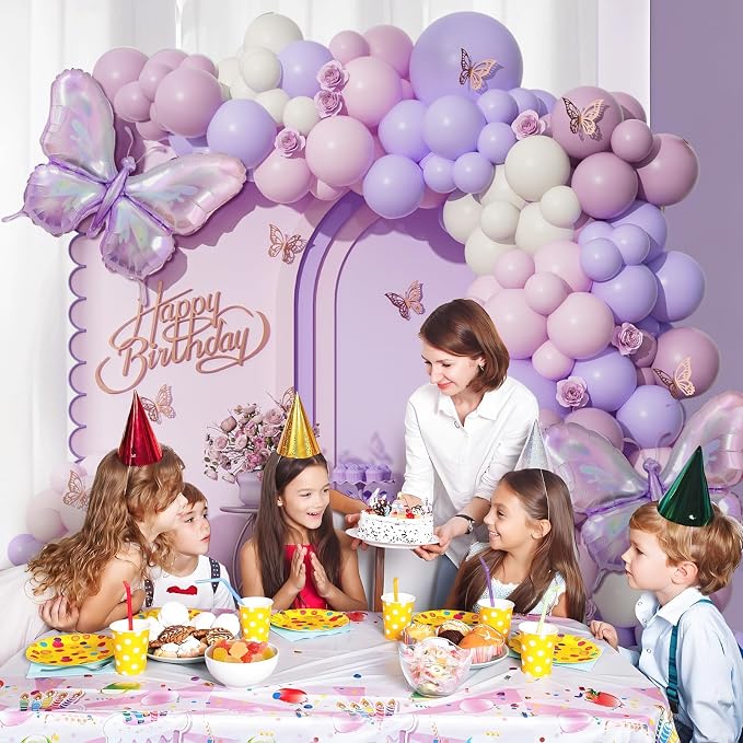 128pcs Pink Purple Butterfly Balloon Arch - Image 7