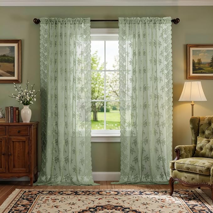 Kotile Sage Green Sheer Curtains - Image 7