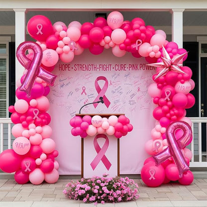 Hot pink and pink balloons Breast Cancer Awareness Decorations Balloons Arch by KozeeBalloons%E2%80%94%E2%80%94ColorMatters
