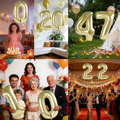 40 Inch Number 47 Balloons for 47th Birthday Party Decorations, 0-100 Champagne - Image 7