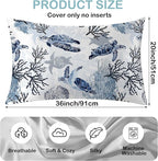 Satin Pillowcase 1 Pack-Nautical Turtle and Corals Silky Pillow Cover for Hair and Skin,King Size 20x36 Inch Soft Cooling Printed Pillow Cases with Hidden Zipper,Gifts for Women Men