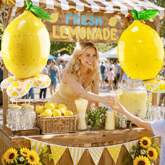 Lemon Foil Balloons 2 Pack 60 Inch 3D Standing Summer Lemonade - Image 5