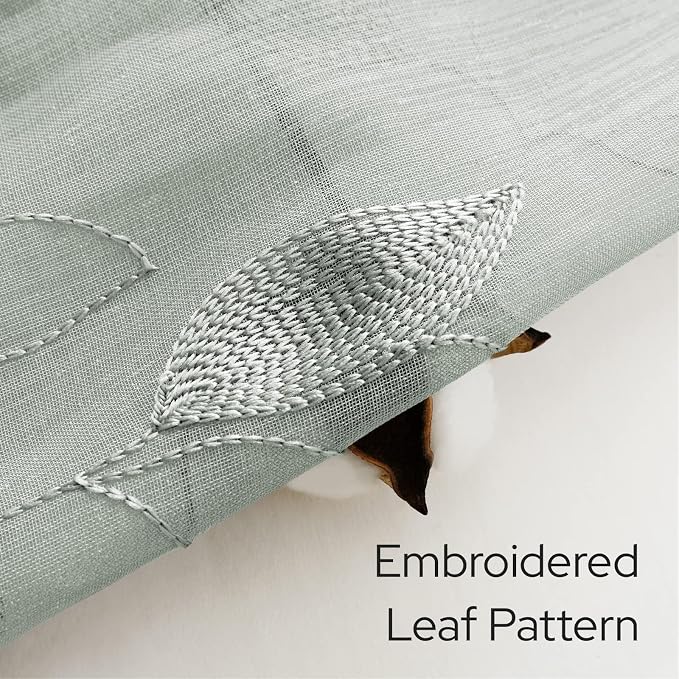 HOMEIDEAS Sage Green Sheer Kitchen Curtains 52 x 45 Inch Length 2 Panels - Image 4