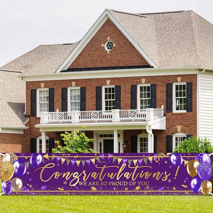 Graduation Decoration Banner Purple and Gold Graduation 2026 Banner Sign Gold - Image 3