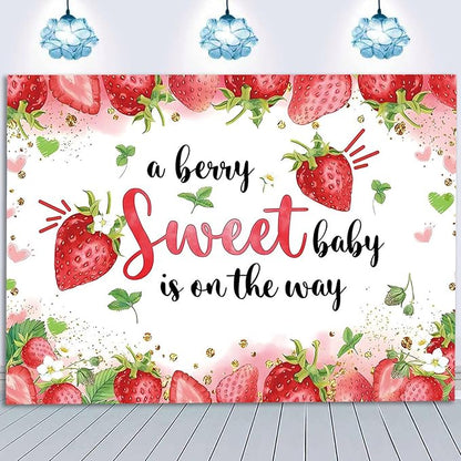 HQM Strawberry Baby Shower Photo Banner Strawberry Girl Baby Shower Newborn - Image 4
