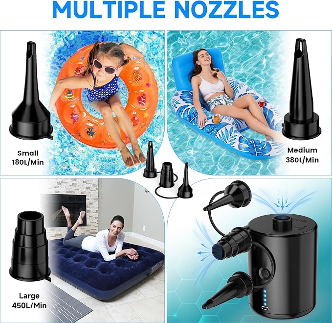 Air Pump for Air Mattress, Air Mattress Pump for Inflatables, Quick Fill - Image 4