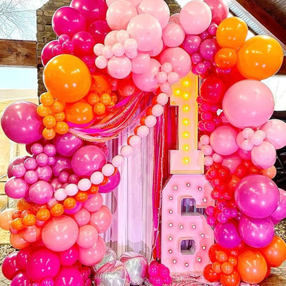 Pink and Orange Balloon Arch Kit, ADOINBY 161Pcs Hot Pink Orange Metallic Gold - Image 5