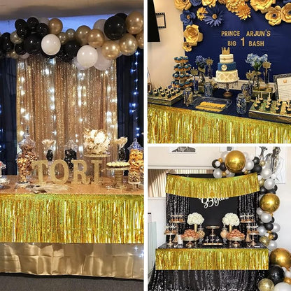 BEISHIDA Laser Gold Fringe Garland Banner 30ft Wall Tinsel Foil Streamers | - Image 6
