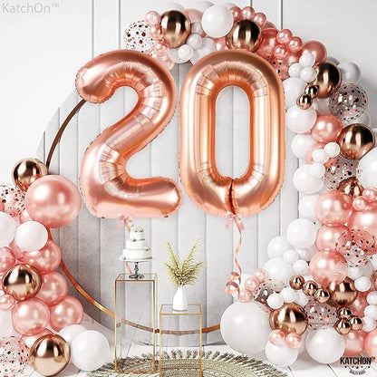 KatchOn Rose Gold 0 Number Balloons 40 Inch | Zero Balloon, Rose Gold Party - Image 7