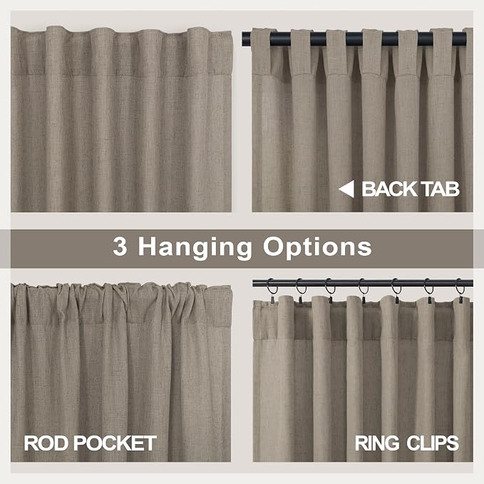 Pitalk Taupe Linen Curtains 54 Inch Length - Image 4