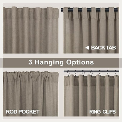 Pitalk Taupe Linen Curtains 54 Inch Length - Image 4