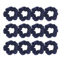 Pack of 12 Cotton Hair Scrunchies Single Jersey Solid Color Ponytail Holders Hair Ties for Girl (Navy Blue)