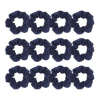 Pack of 12 Cotton Hair Scrunchies Single Jersey Solid Color Ponytail Holders Hair Ties for Girl (Navy Blue)