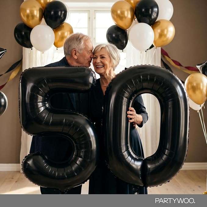 PartyWoo Number Balloons 40 Inch Black Number 50 Kit 33pcs - Image 9