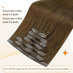 Full Shine Seamless Clip in Hair Extensions Human Hair Medium Brown Hair Extension Clip ins Straight PU Weft for Short Hair Ease of Use 12 Inch 95 Grams 8 PCS