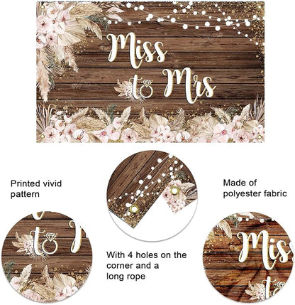 Mocsicka Miss to Mrs Banner Backdrop Boho Bridal Shower Backdrop Decorations - Image 4