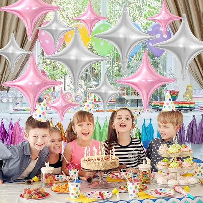 Pink Silver Star Balloons, 26Inch and 10Inch Pink Silver Quadrangle Helium - Image 6