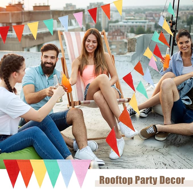 HESTYA 42 Pieces Colorful Pennant Banner Flag Multicolor Bunting Triangle - Image 6