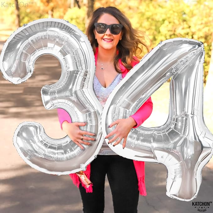 KatchOn 34 Balloon Numbers Set 40 Inch, 34 Birthday Decorations | 34 Birthday - Image 3