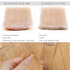 WENNALIFE Seamless Clip In Hair Extensions Human Hair, 22 Inch 150g 7pcs Strawberry Blonde Real Hair Extensions Clip in Human Hair Invisible PU Skin Weft Natural Remy Human Hair Extensions