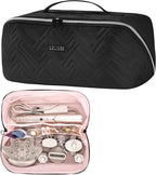 Leudes Hair Tools Travel Bag For Dy son Airwrap Hair Dryer Shark Flex Style Carrying Case Travel Makeup Bag Portable Pouch Open Flat Packing Organizers with Divider and Handle (Black)