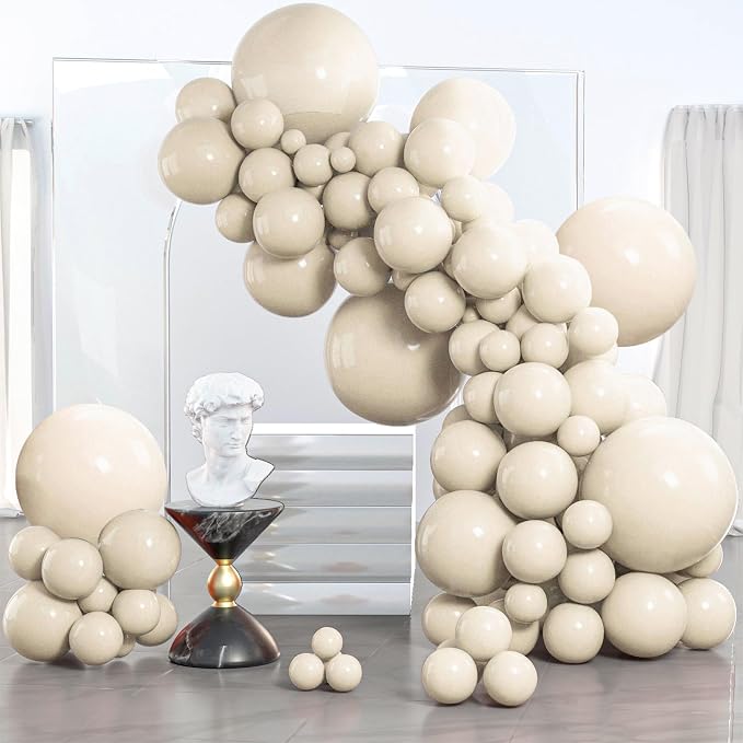 PartyWoo White Balloons 140pcs Sand Beige Cream Ivory Color 18 12 10 5 Inch | by PartyWoo
