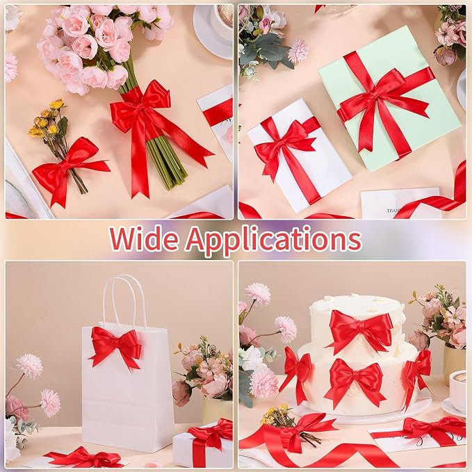 woric Red Satin Ribbon 1 Inch 50 Yards Red Bows | Ideal - Image 3