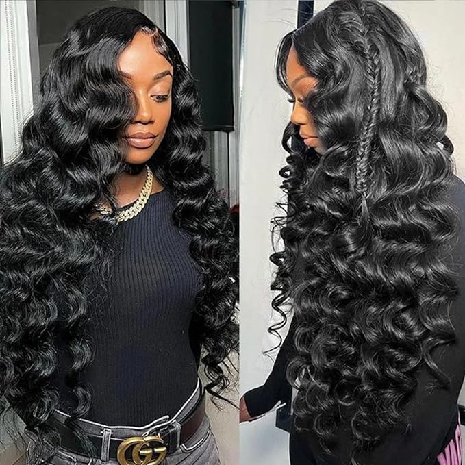 250% Density HD Lace Front Wigs Human Hair Loose Wave 100% Real Human Hair 15A Full 13x4 Large Lace Space Loose Deep Wave Wig Pre Plucked, No Synthetic Blend No Tangle No Shedding Triple Lifespan 3X