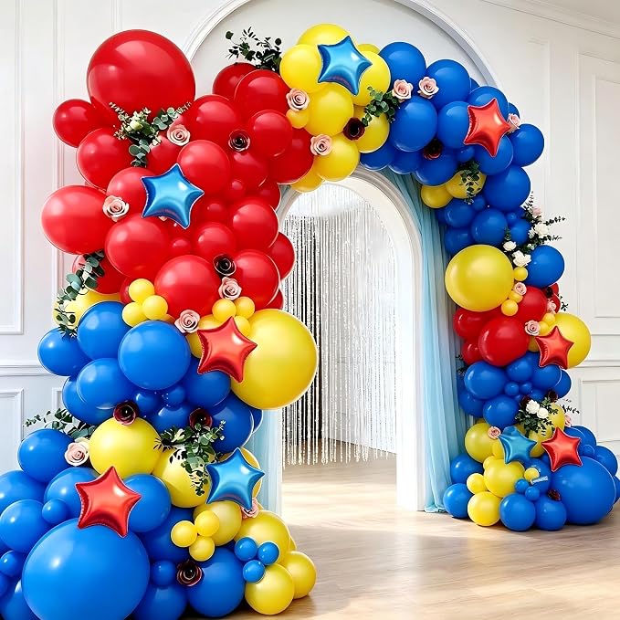 160Pcs Red Yellow Blue Carnival Circus Balloon Garland Arch Kit | Latex Balloons - Image 5