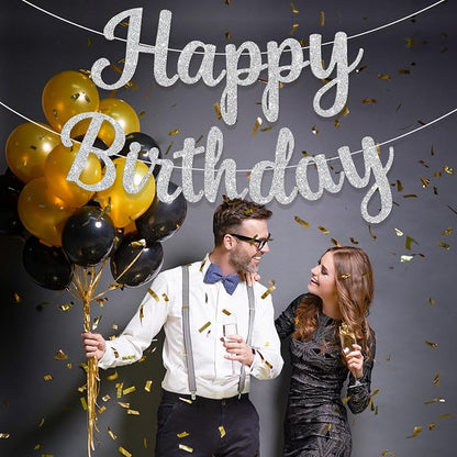 Glitter Happy Birthday Banner Sign Birthday Garland Wall Door Banners Flag - Image 5