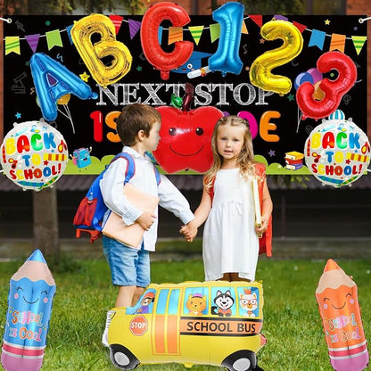 12 Pcs Back to School Balloons, School Bus Balloon, Letter Balloons Pencil Foil - Image 5