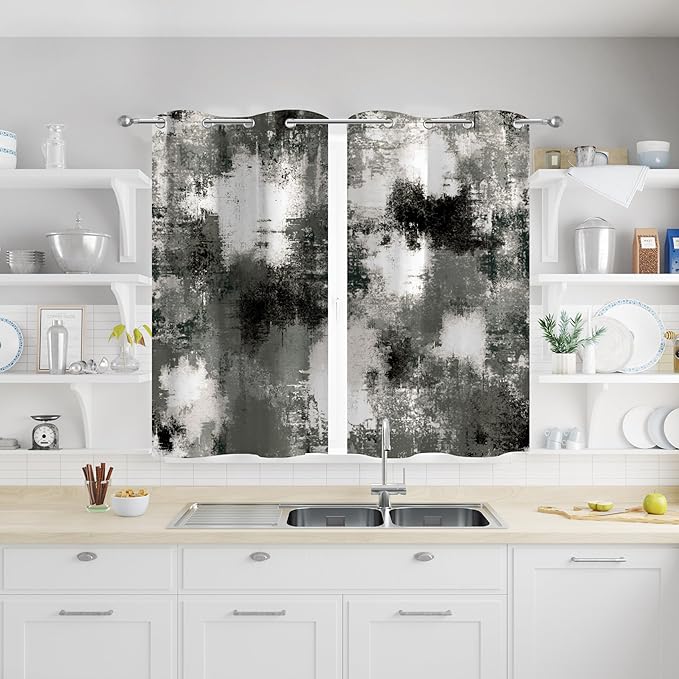 Asuexpect Black Grey Abstract Curtains 2 Panels Abstract Rust Curtain Room by Asuexpect