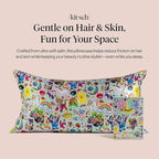 Kitsch x Lisa Frank Satin Pillowcase with Zipper for Hair & Skin, Softer Than Silk Pillow Cases, Wrinkle-Free, Smooth and Cooling Satin Pillow Covers King Size 19x36- The Fantastic World of Lisa Frank