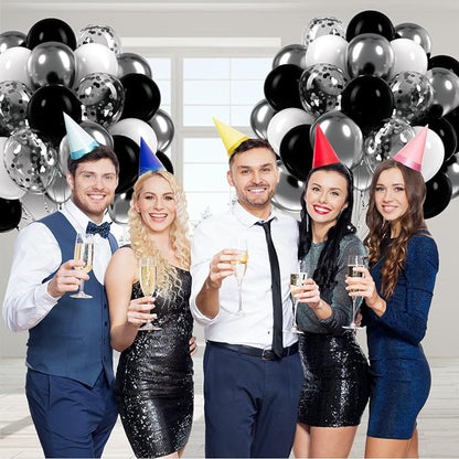 60pcs Black and Silver Balloons 12inch - Image 6