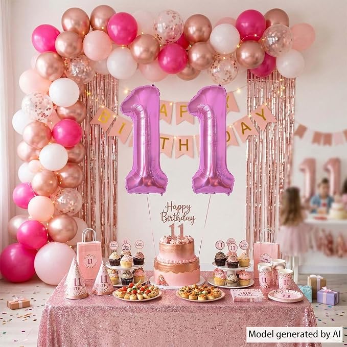 Pink Number 11 Balloon 40 Inch, Shiny Twin Digit Foil Decoration | Stunning - Image 3