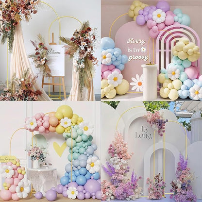 Wedding Arch Backdrop Stand Set of 2 Aluminum Gold Arched Frame - Image 7