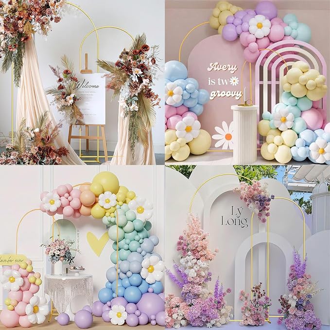 Wedding Arch Backdrop Stand Set of 2 Gold Wedding Balloon Arched Backdrop Stand - Image 7