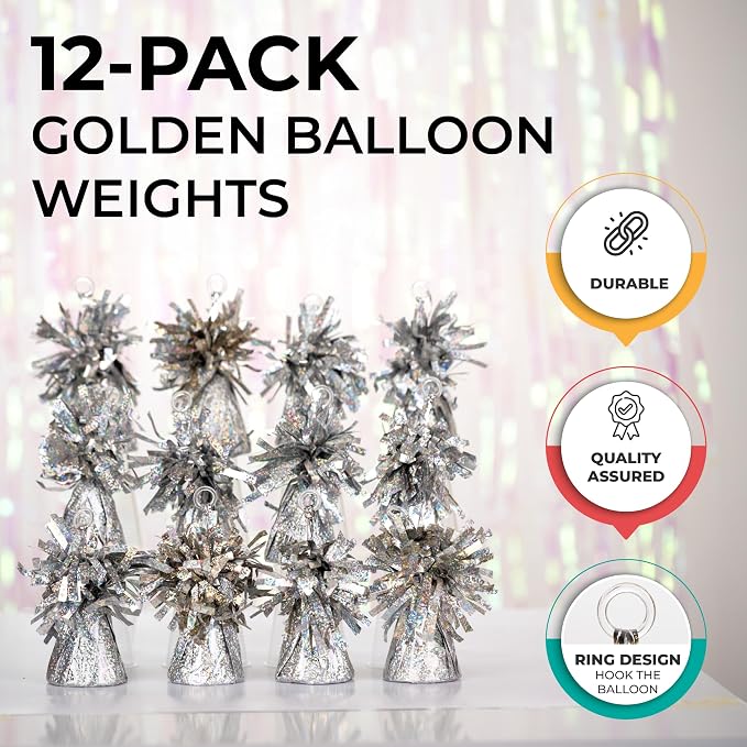 Silver Holographic Balloon Weights, 12 Pack - Image 4