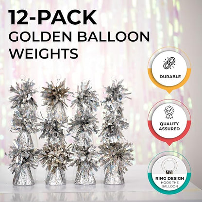 Silver Holographic Balloon Weights, 12 Pack - Image 4